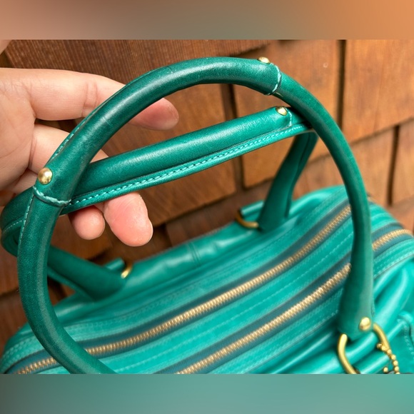 Coach Bleecker Street Limited Edition Legacy Peyton Leather Satchel Teal Green - Picture 5 of 11